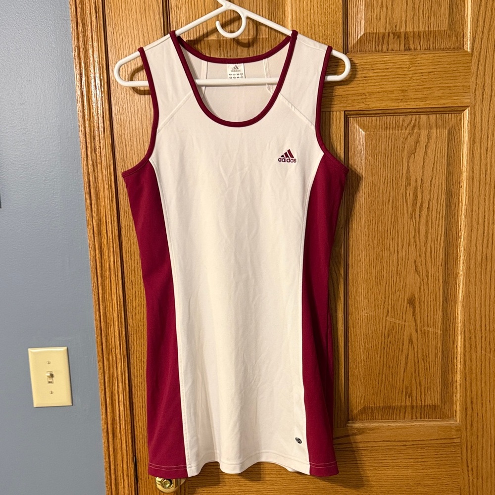 Adidas Jersey Tank Tennis Dress Dark Pink and White